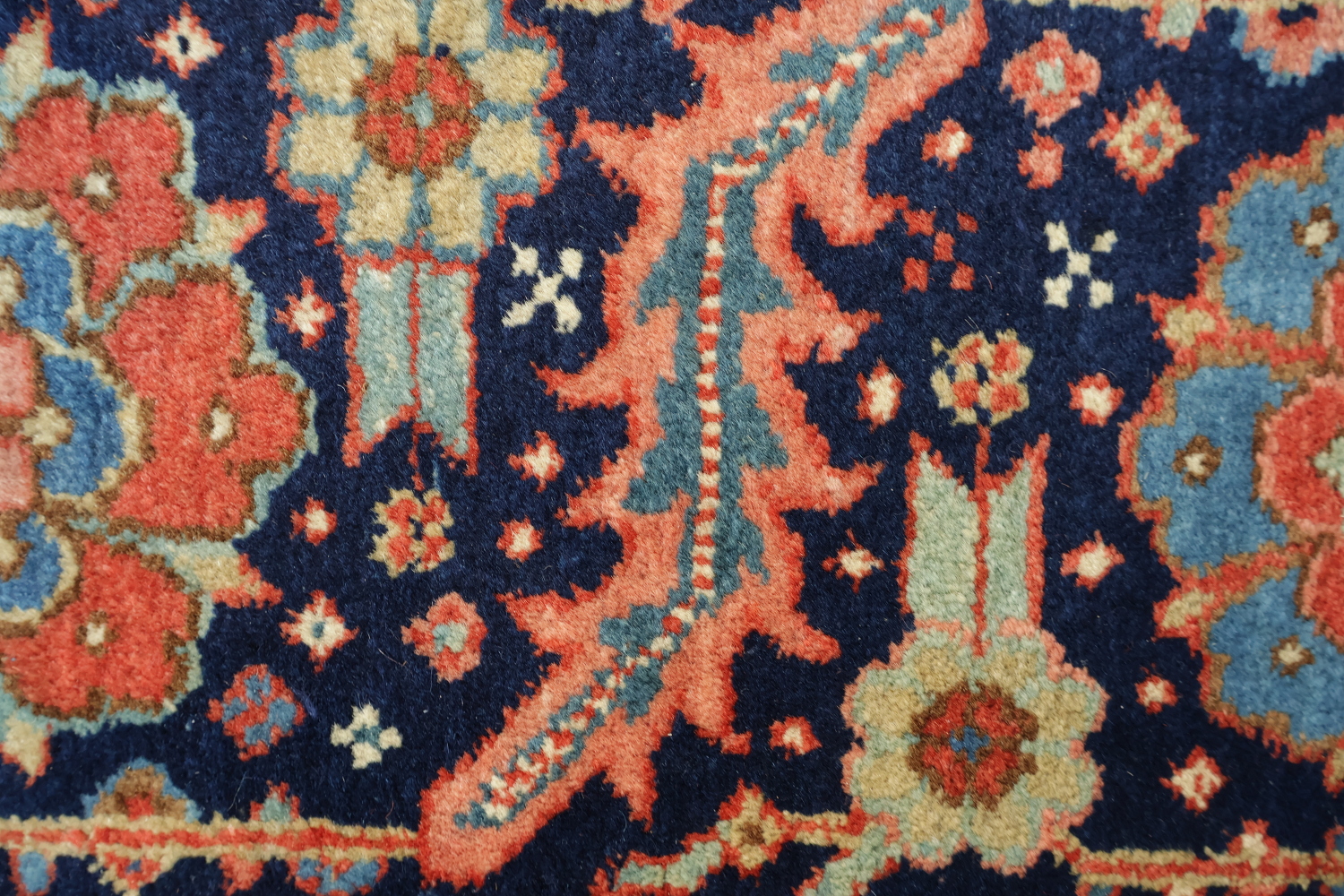 Vegetable Dye Red Blue and Pink Geometric Heriz Persian Area Rug 9x12