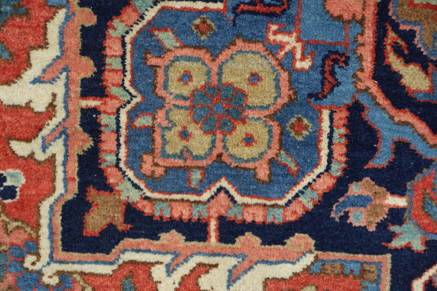 Vegetable Dye Red Blue and Pink Geometric Heriz Persian Area Rug 9x12