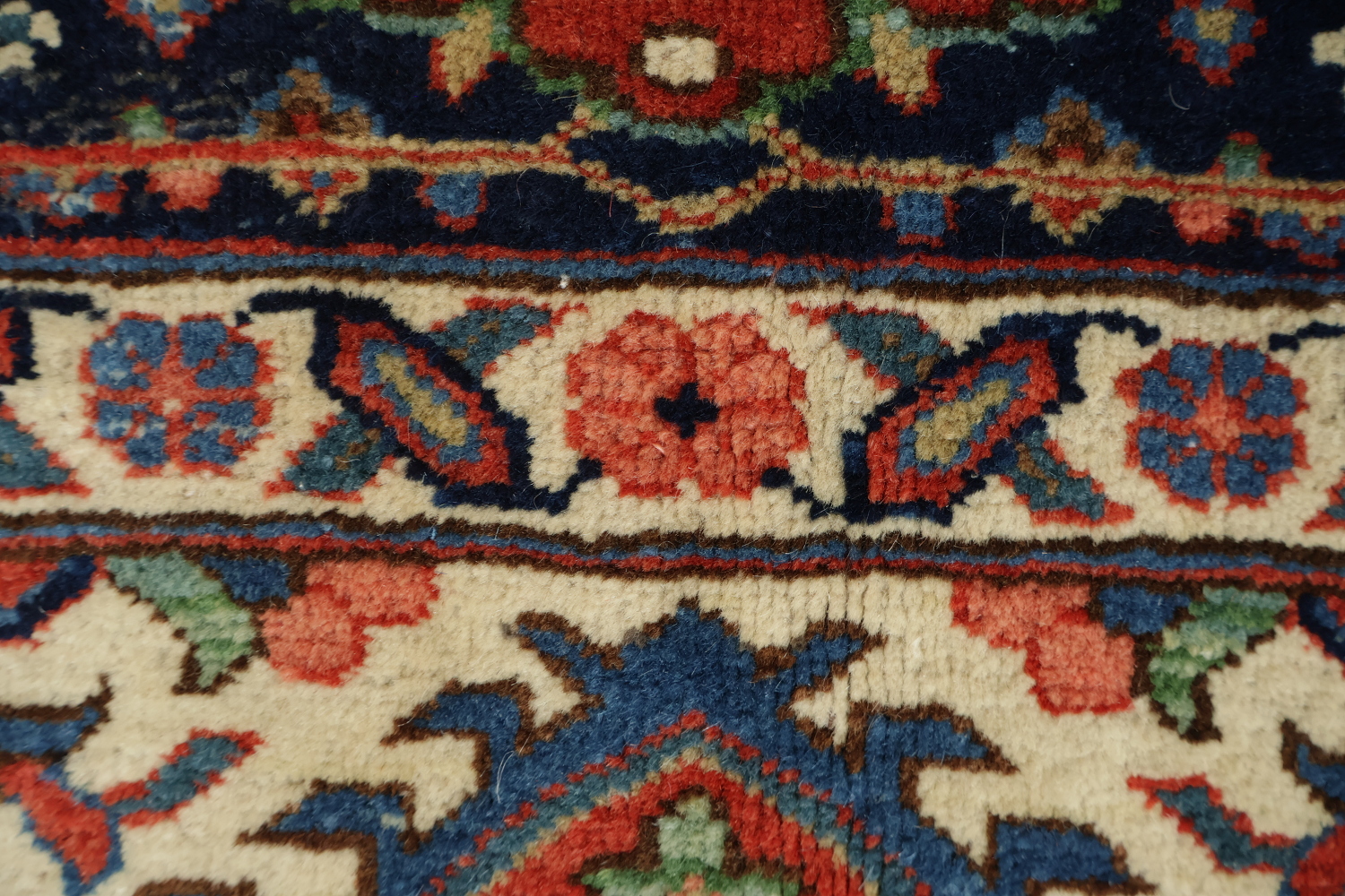 Vegetable Dye Red Blue and Pink Geometric Heriz Persian Area Rug 9x12