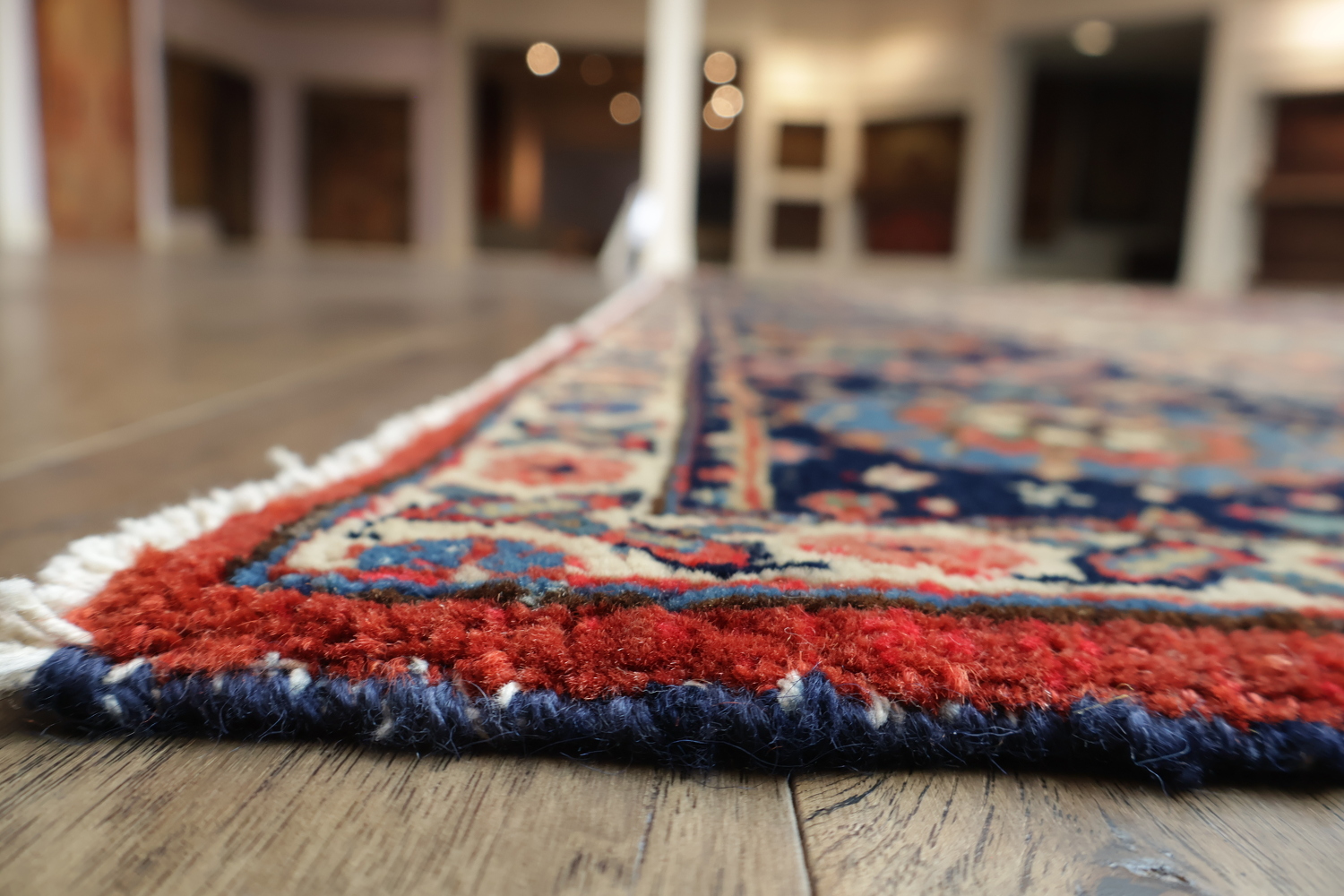 Vegetable Dye Red Blue and Pink Geometric Heriz Persian Area Rug 9x12