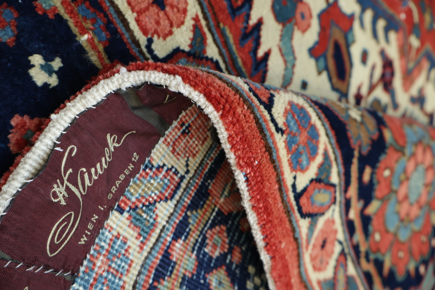 Vegetable Dye Red Blue and Pink Geometric Heriz Persian Area Rug 9x12