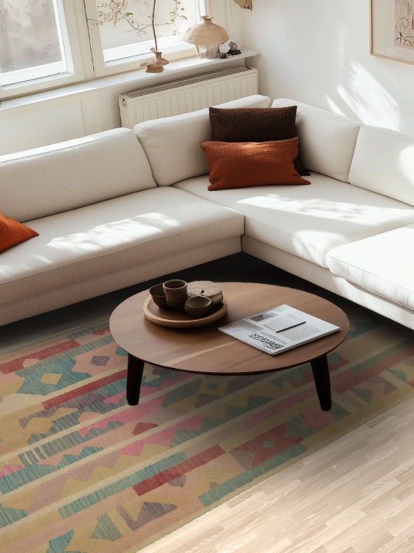 Pastel Colorful Kilim Tribal Wool Area Rug 5x8