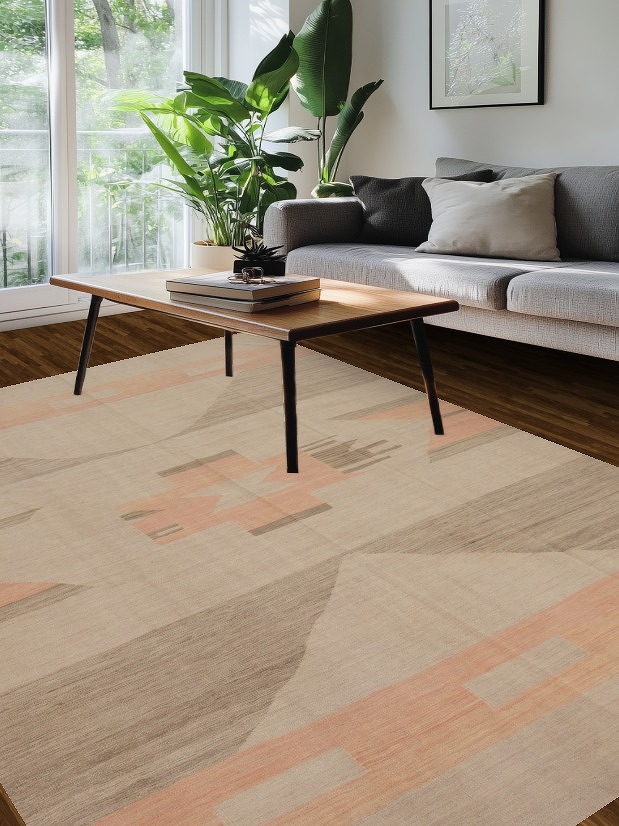Soft Earth Tones Kilim Nomadic Wool Area Rug 7x10