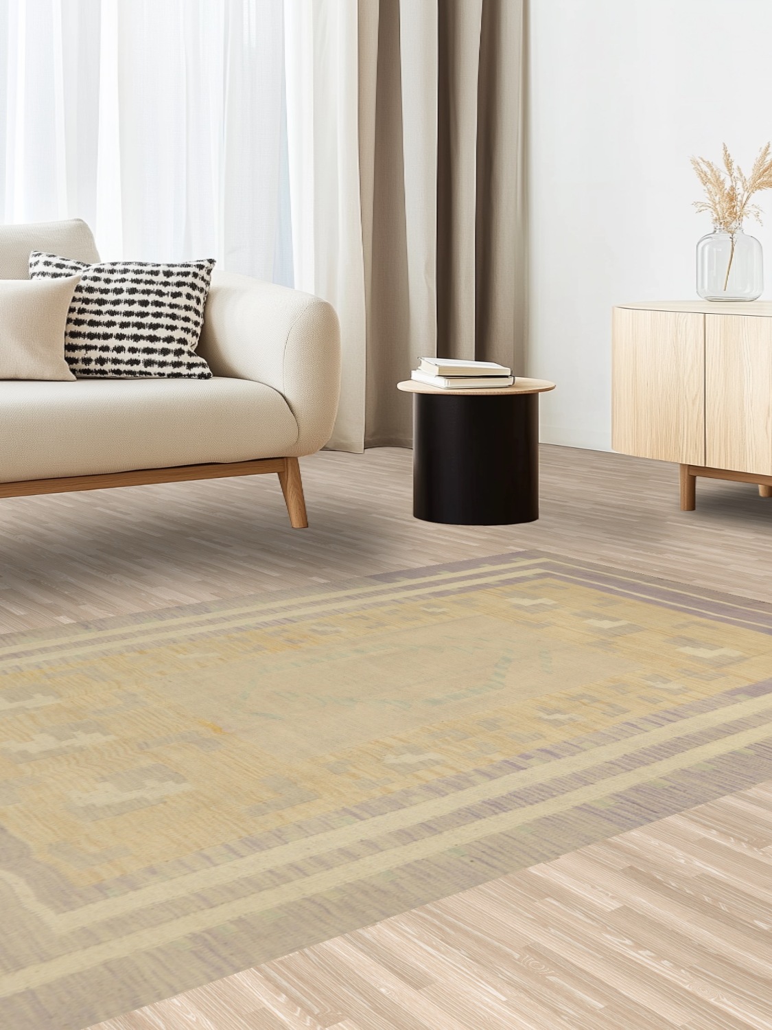Neutral Pastel Colors Kilim Nomadic Area Rug 5x7
