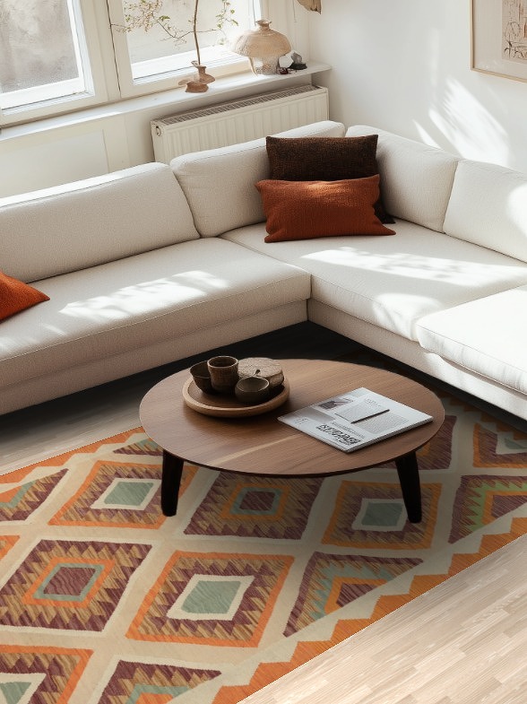 Colorful Diamond Design Kilim Area Rug 5x8 Perfect for Cozy Living Rooms