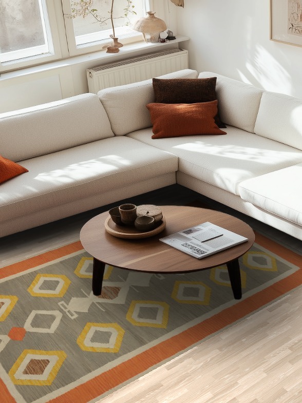 Geometric Kilim Handwoven Area Rug 5x8