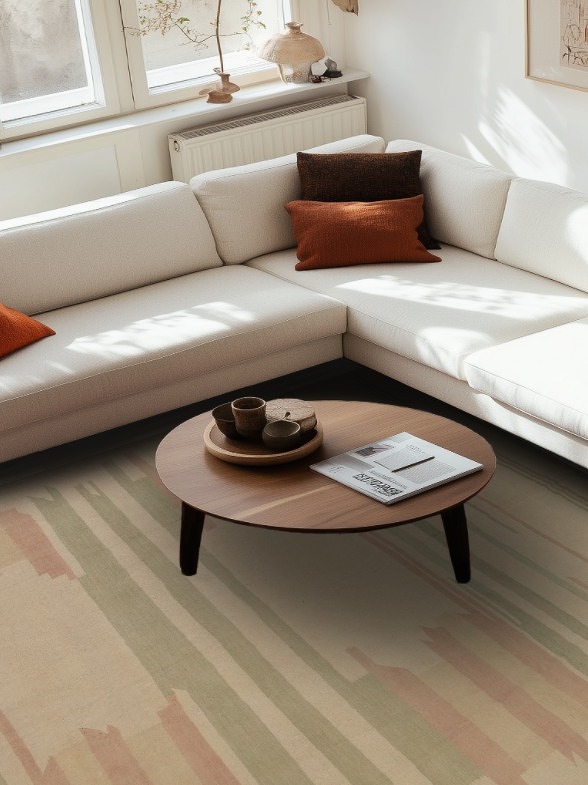 Subtle Pastel Striped Kilim Flat Weave Area Rug 8x10