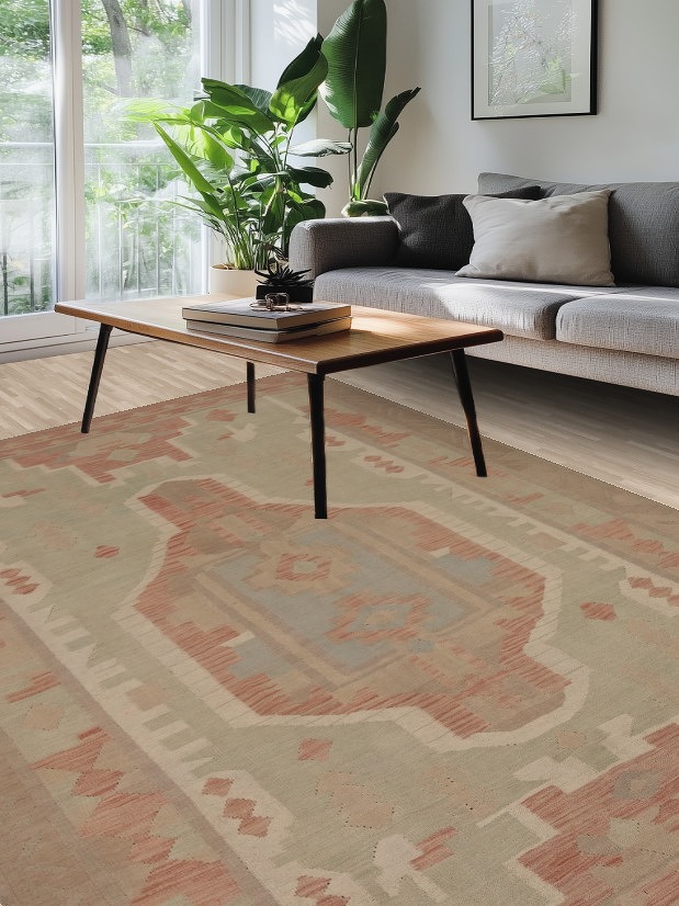 Geometric Kilim Flat Weave Area Rug 7x10