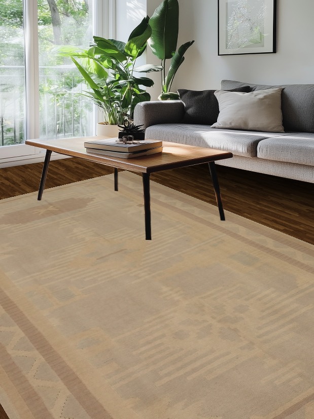 Earth Tones Wool Kilim Flat Weave Area Rug 6x10