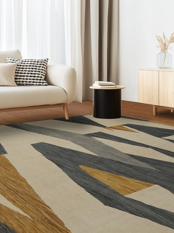 Modern Wool Kilim Geometric Area Rug 9x12