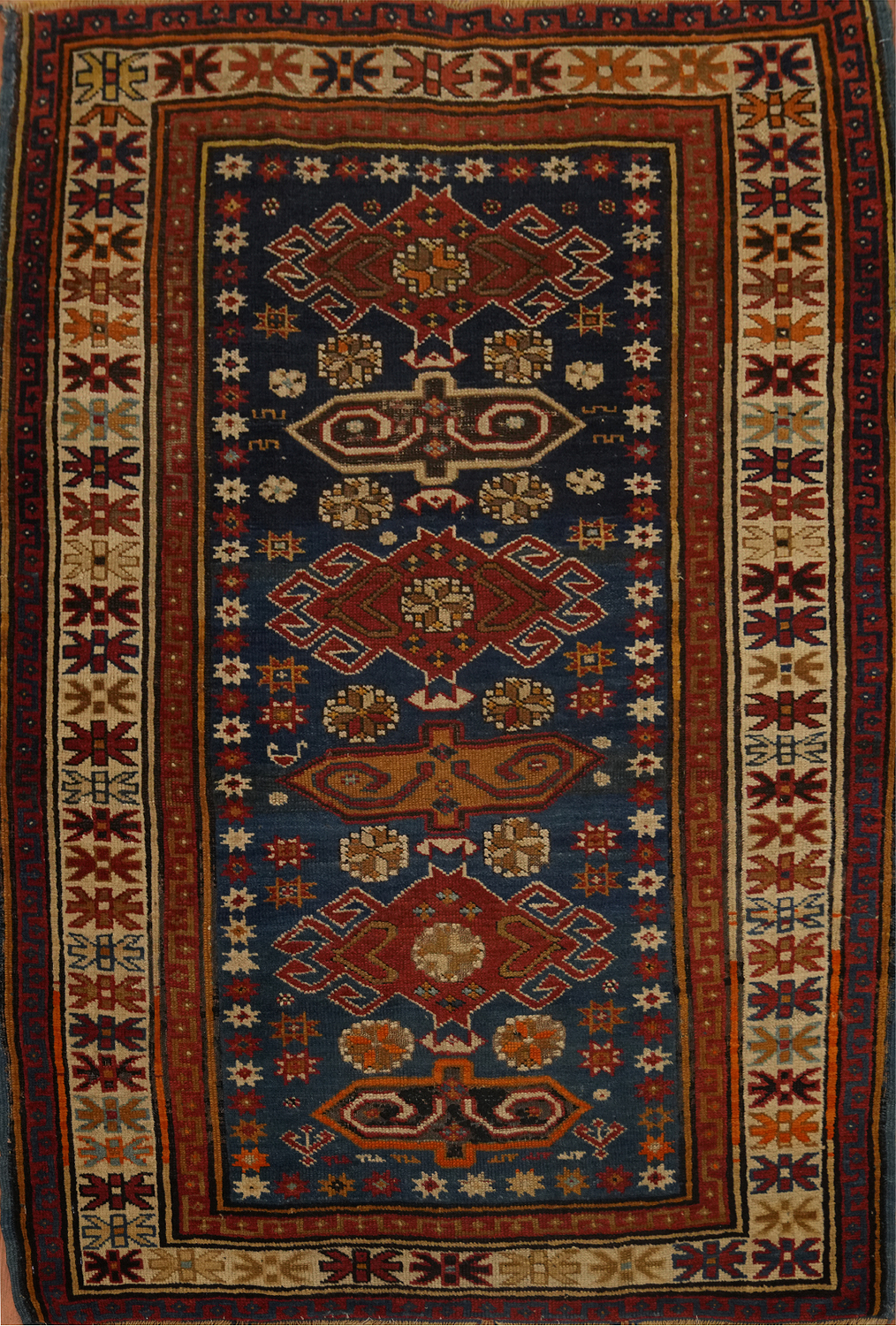Pre-1900 Antique Kazak Vegetable Dye Rug 4x5