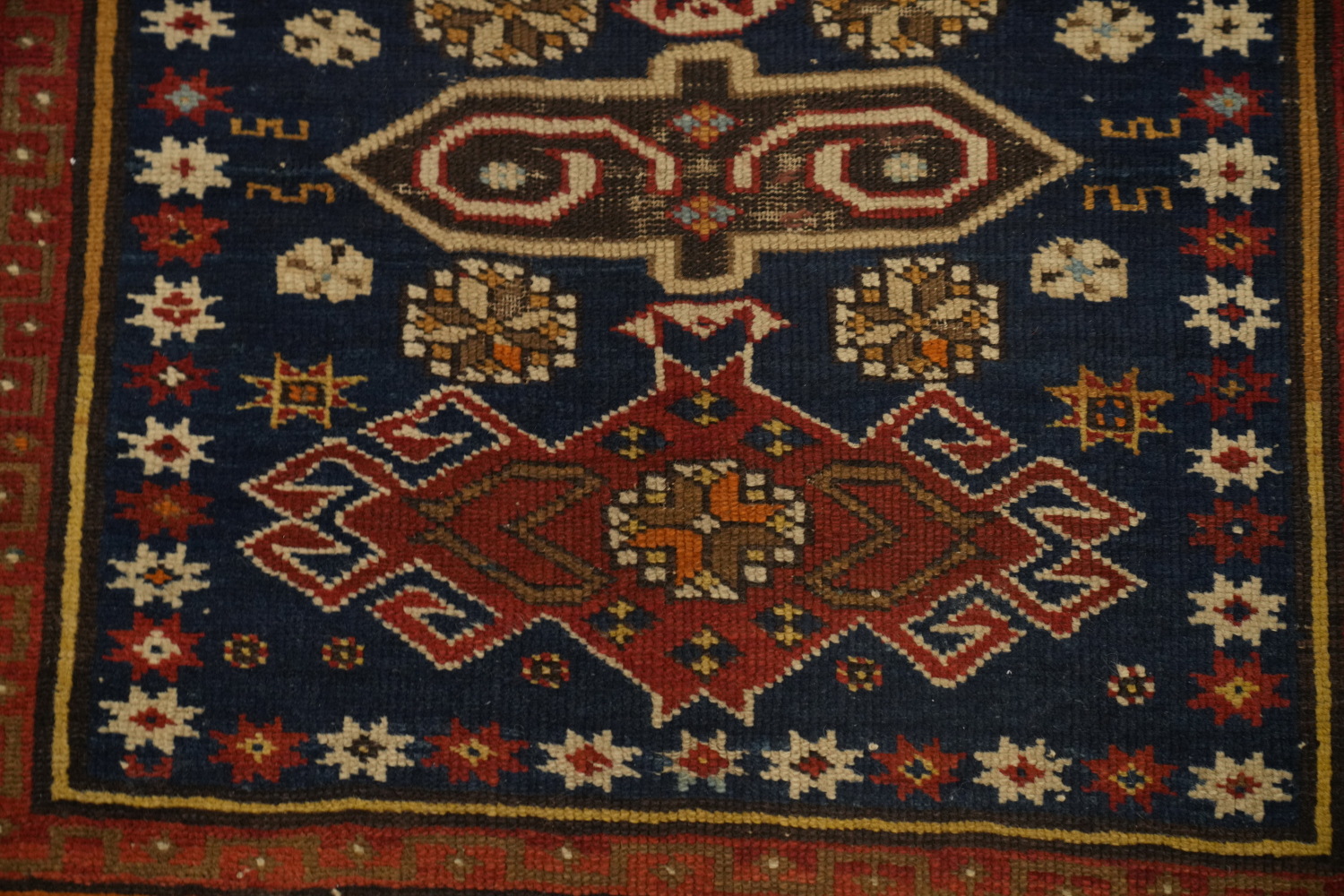 Pre-1900 Antique Kazak Vegetable Dye Rug 4x5