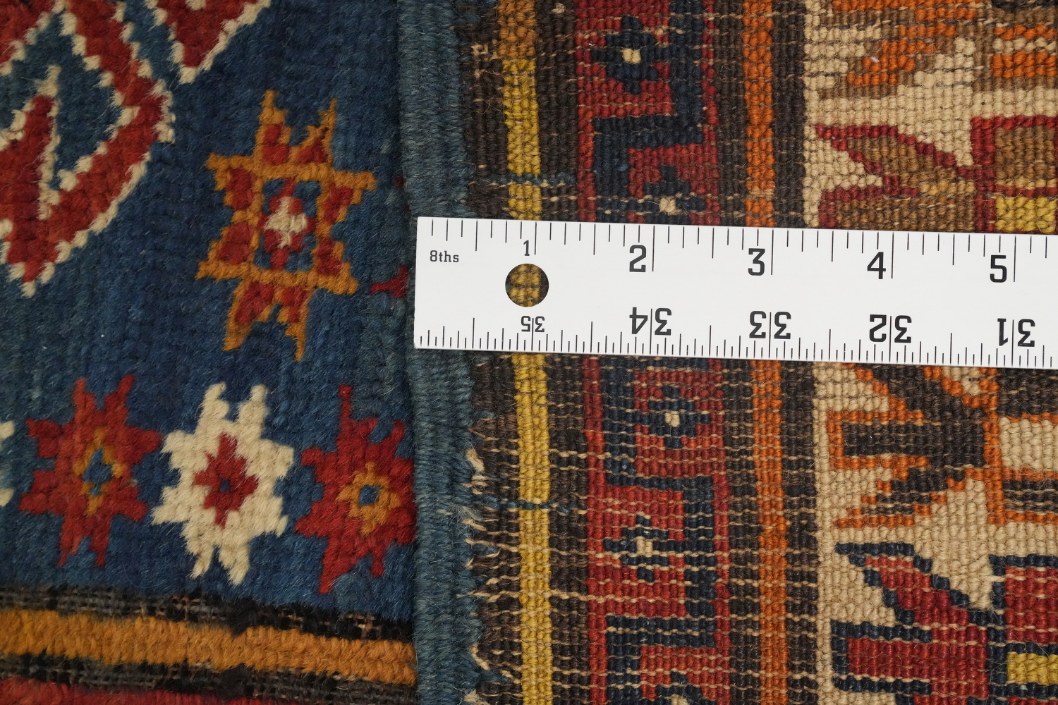 Pre-1900 Antique Kazak Vegetable Dye Rug 4x5