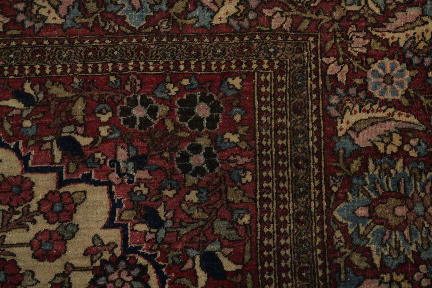 Pre-1900 Antique Isfahan Vegetable Dye Persian Rug 5x6