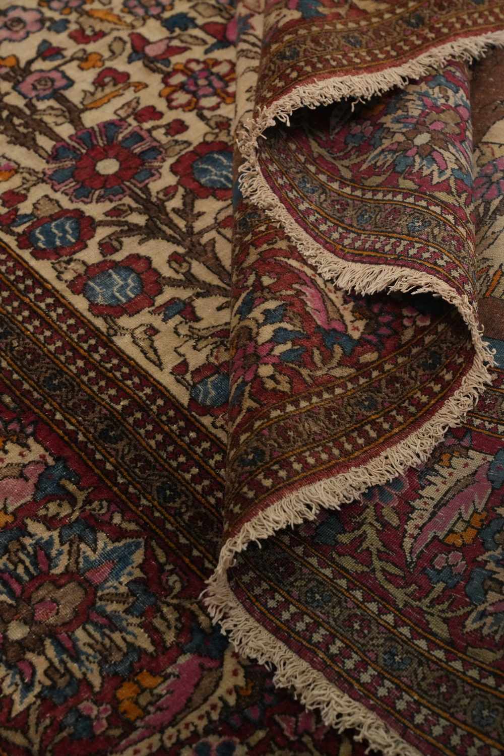 Pre-1900 Antique Isfahan Vegetable Dye Persian Rug 5x6