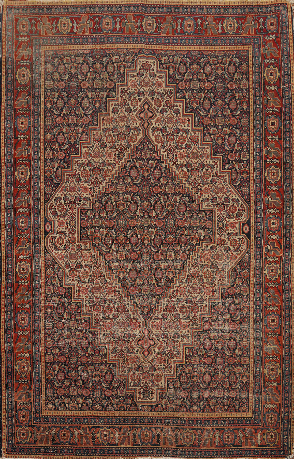 Pre-1900 Antique Senneh Persian Rug 4x6