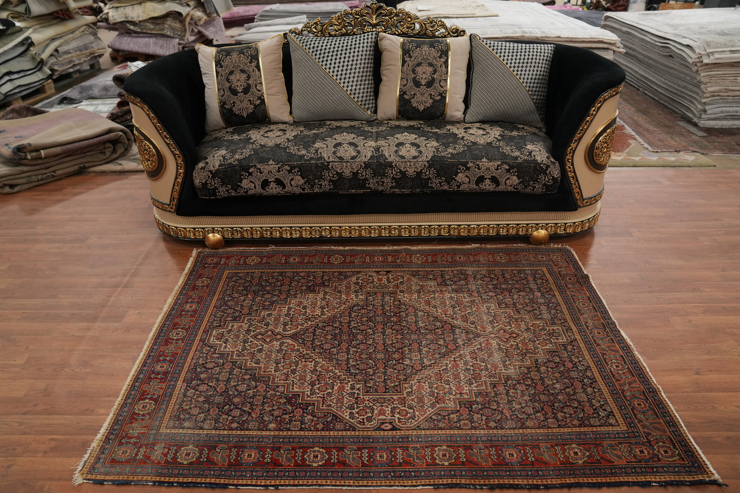 Pre-1900 Antique Senneh Persian Rug 4x6