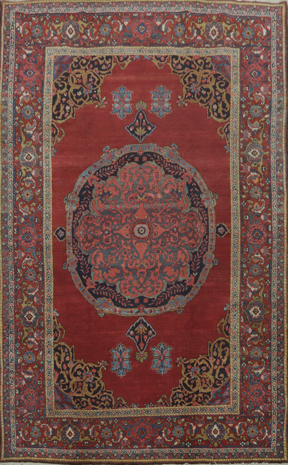 Pre-1900 Vegetable Dye Bidjar Persian Area Rug 7x11