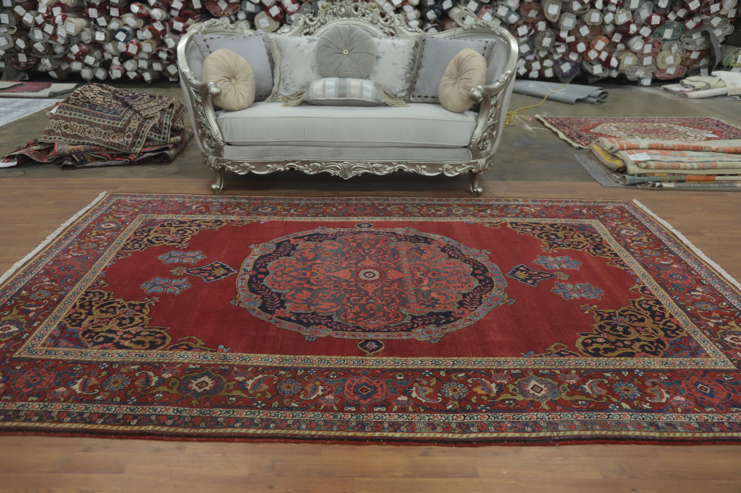 Pre-1900 Vegetable Dye Bidjar Persian Area Rug 7x11