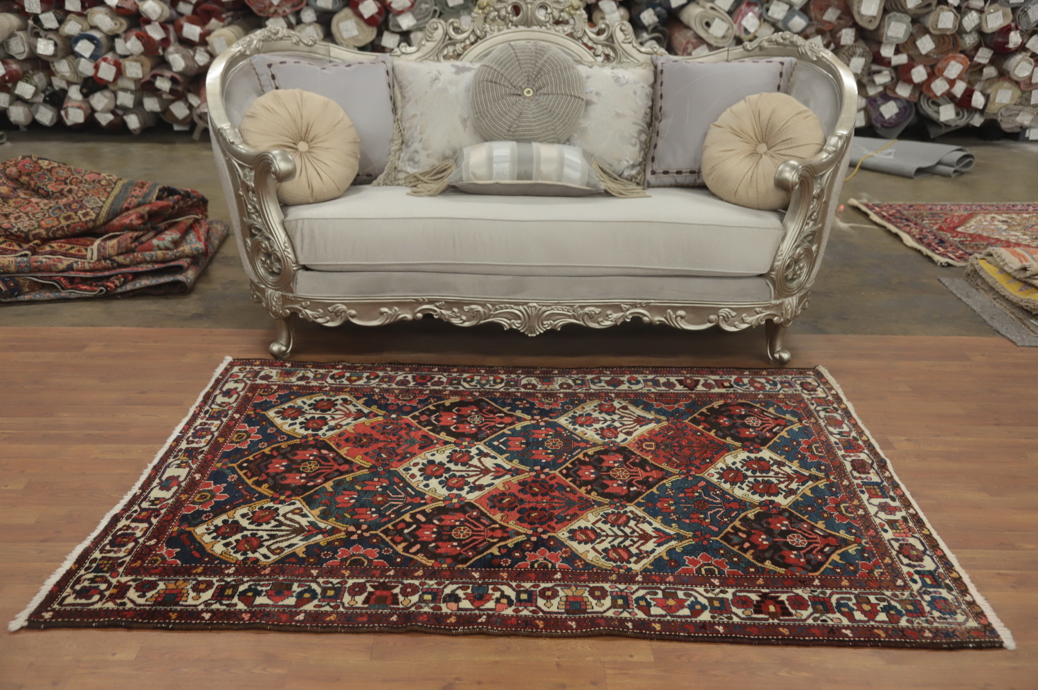 Antique Vegetable Dye Bakhtiari Persian Rug 5x6