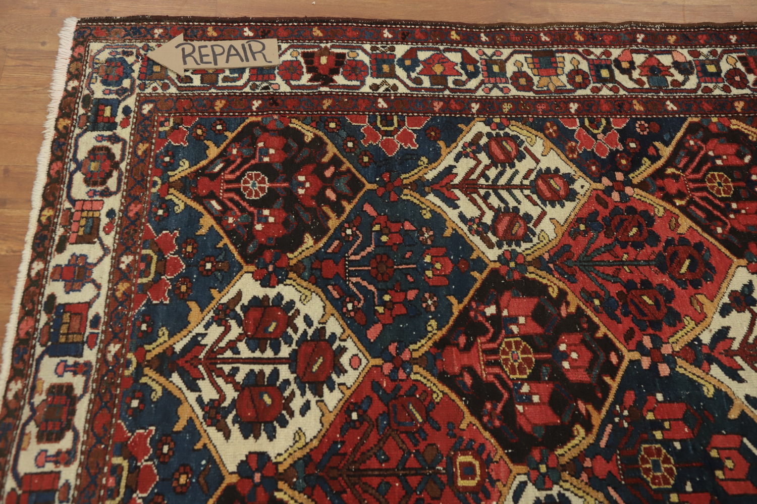 Antique Vegetable Dye Bakhtiari Persian Rug 5x6