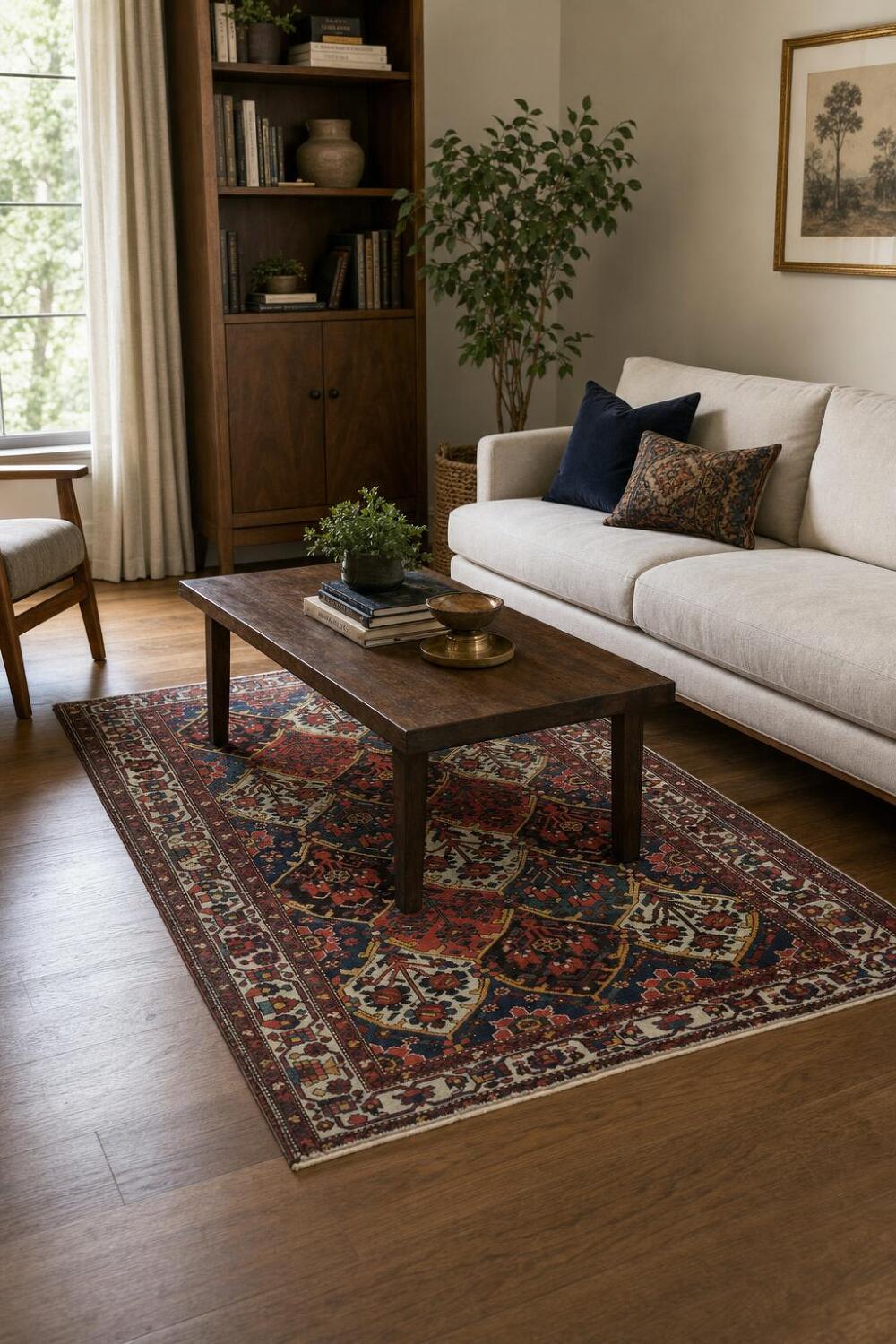 Antique Vegetable Dye Bakhtiari Persian Rug 5x6