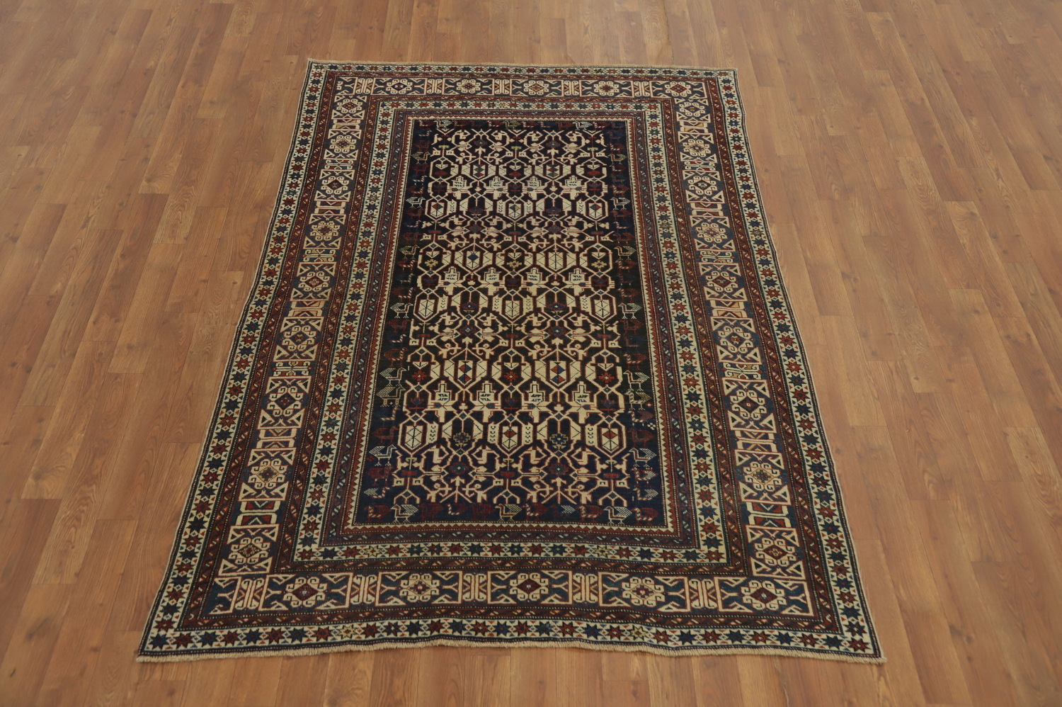 Pre-1900 Antique Kazak Vegetable Dye Rug 4x6