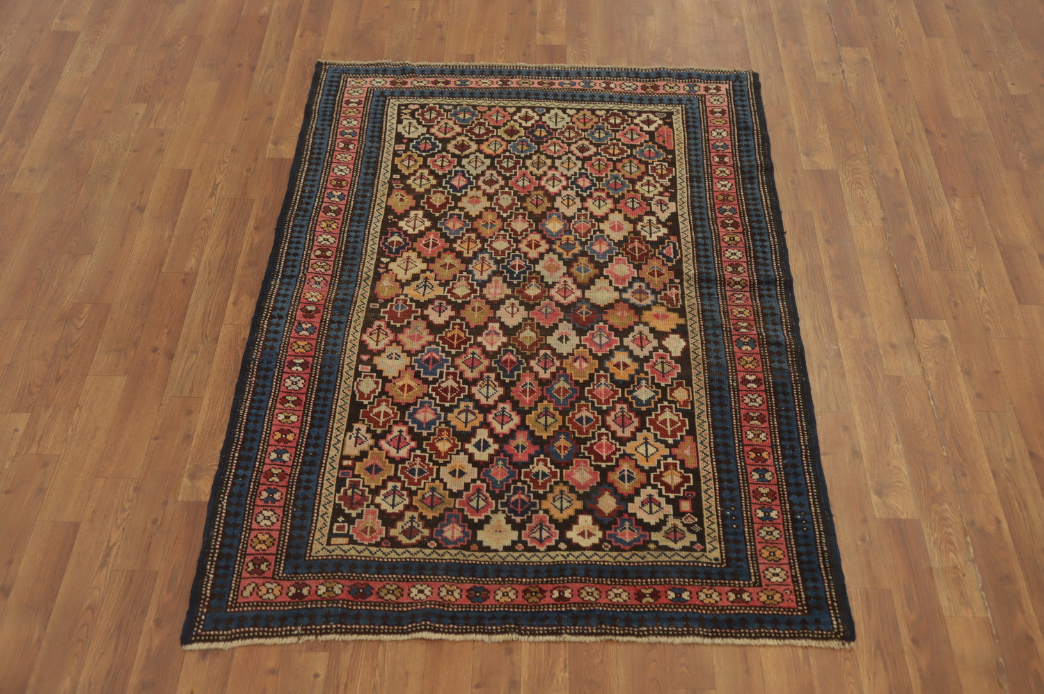 Pre-1900 Antique Kazak Vegetable Dye Rug 4x5
