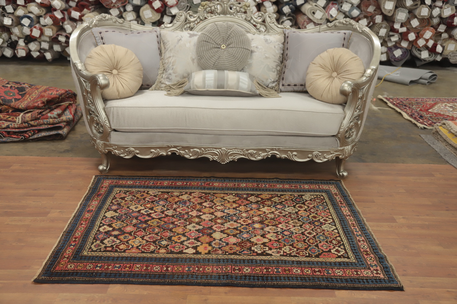 Pre-1900 Antique Kazak Vegetable Dye Rug 4x5