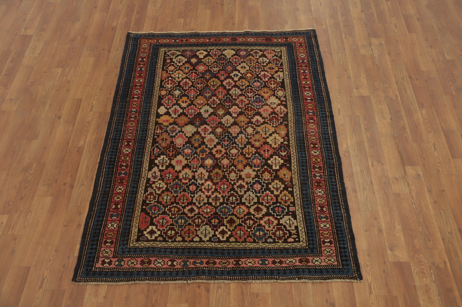 Pre-1900 Antique Kazak Vegetable Dye Rug 4x5