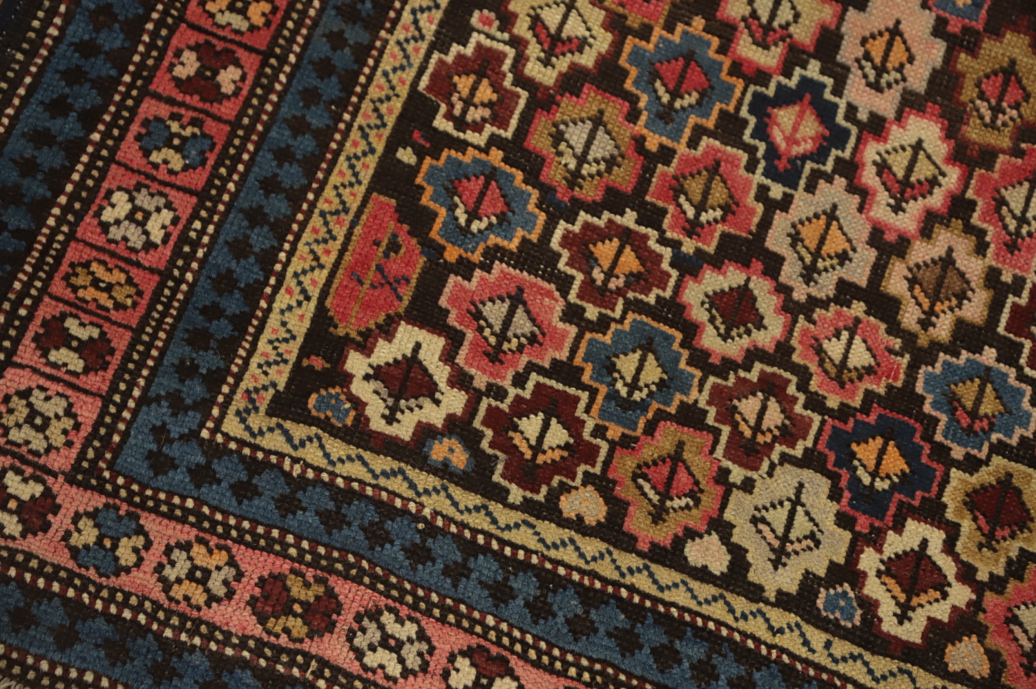 Pre-1900 Antique Kazak Vegetable Dye Rug 4x5