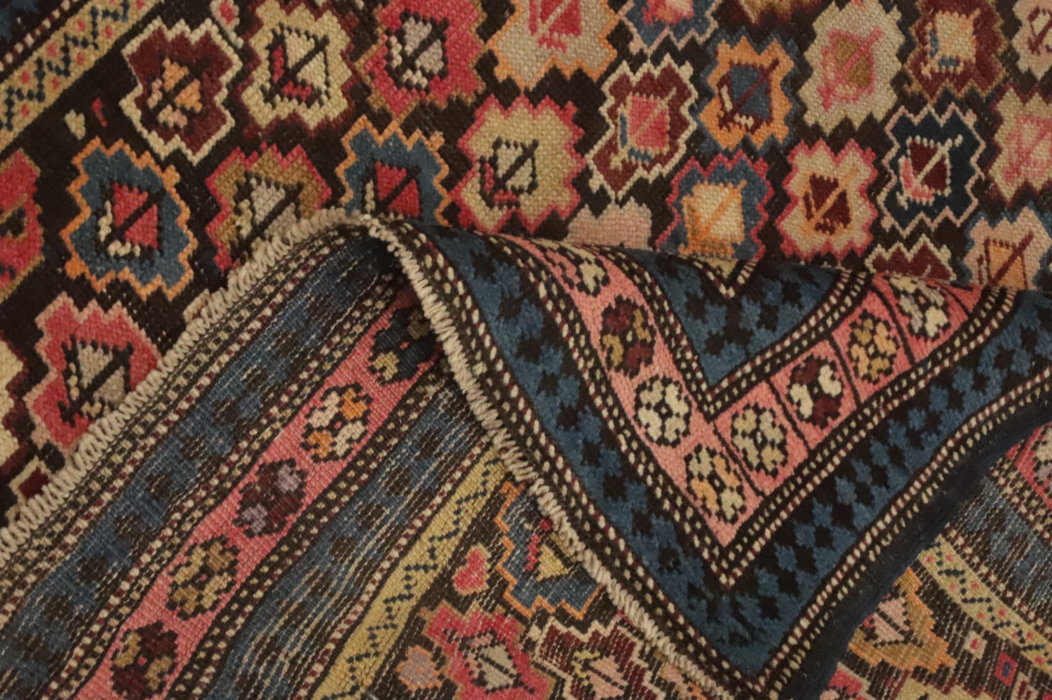 Pre-1900 Antique Kazak Vegetable Dye Rug 4x5