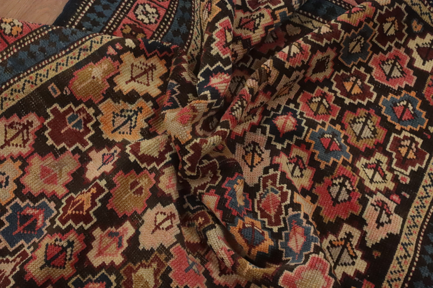 Pre-1900 Antique Kazak Vegetable Dye Rug 4x5