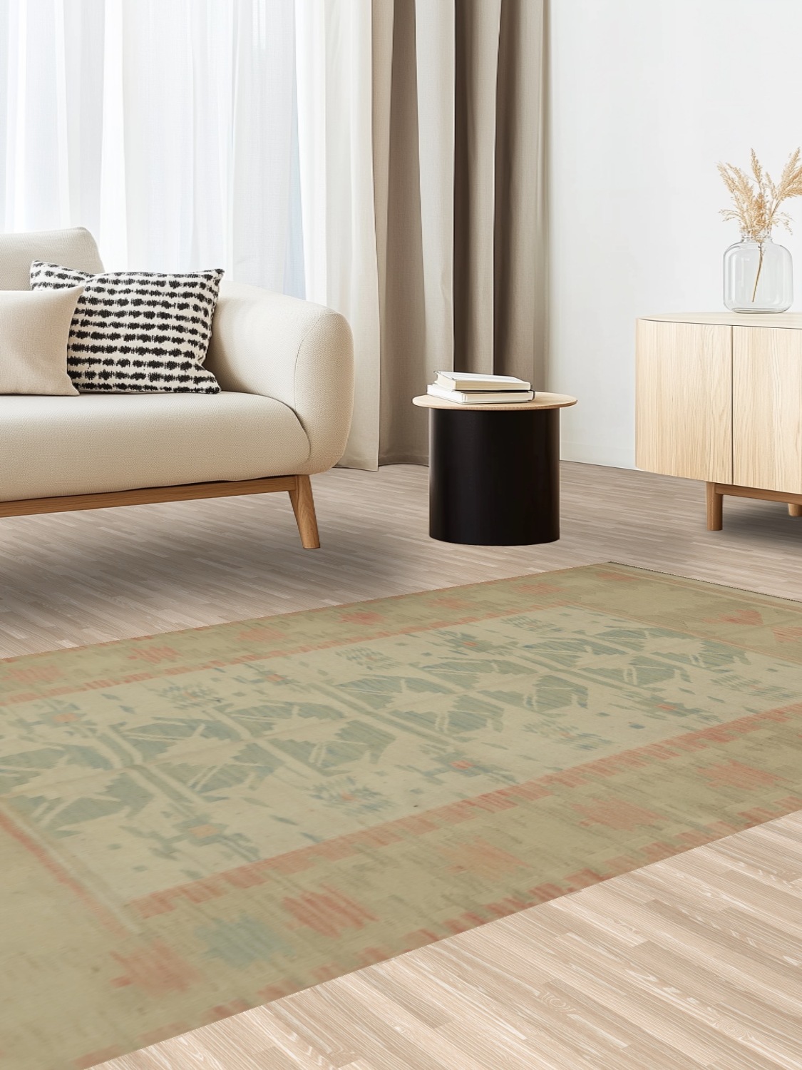 Earth Tone Wool Kilim Handwoven Area Rug 5x8