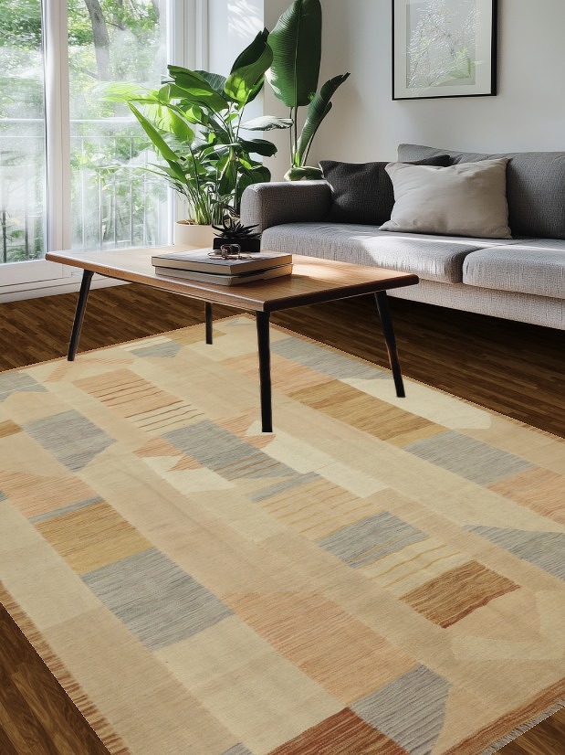 Artisan Geometric Kilim Area Rug 6x9 for a Sophisticated Room Ambience