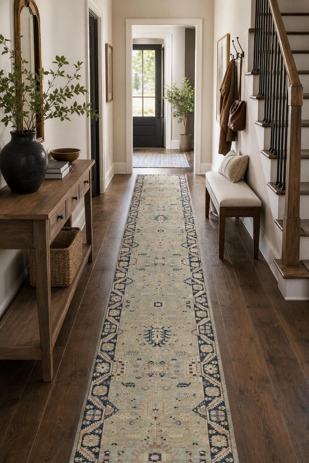 Sophisticated Runner Rug 3x22 with Timeless Oriental Patterns