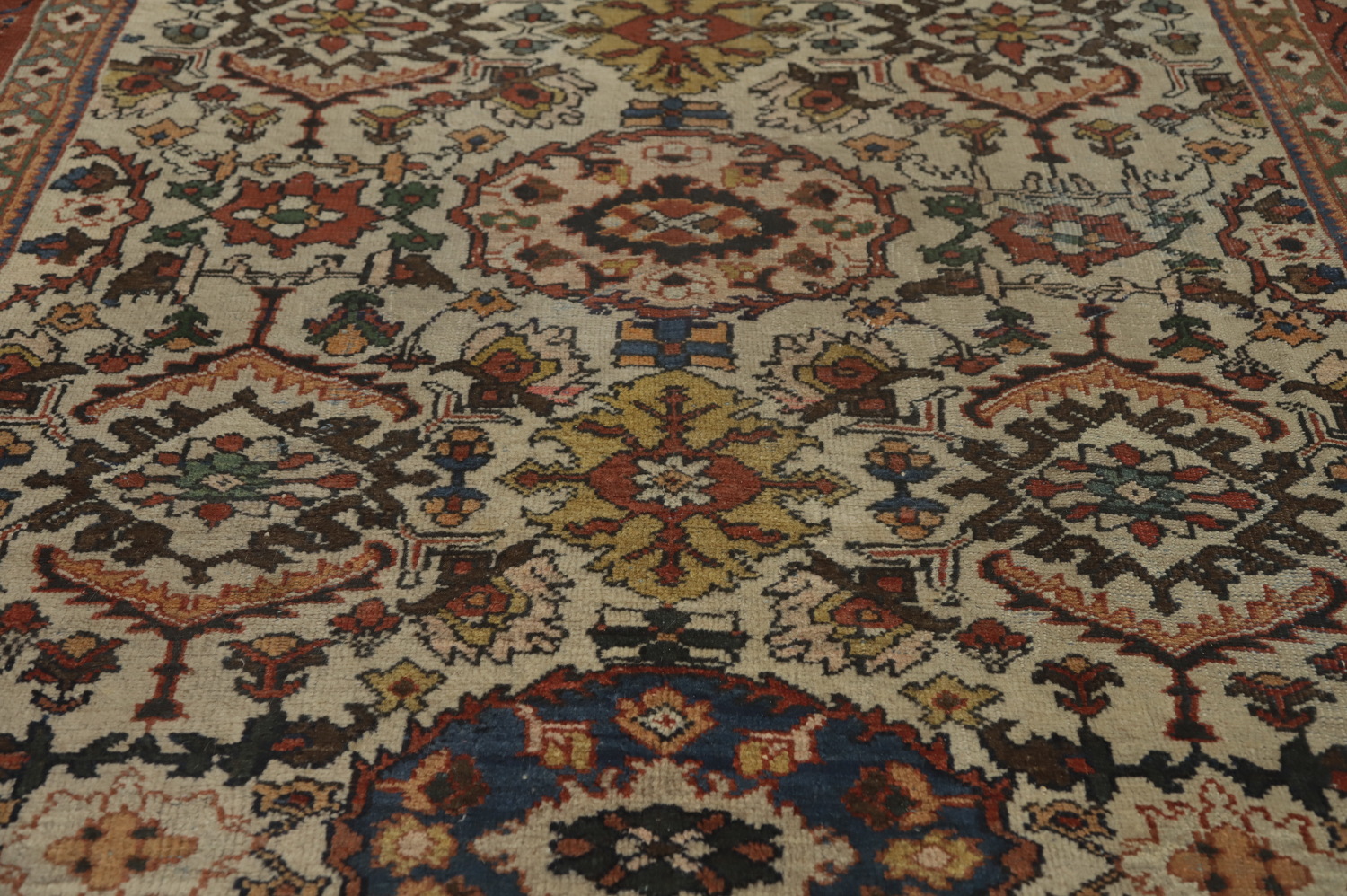 Pre-1900 Antique Mahal Vegetable Dye Persian Rug 9x12