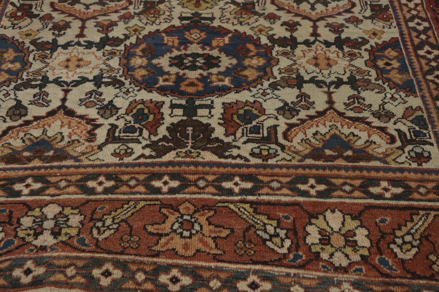 Pre-1900 Antique Mahal Vegetable Dye Persian Rug 9x12