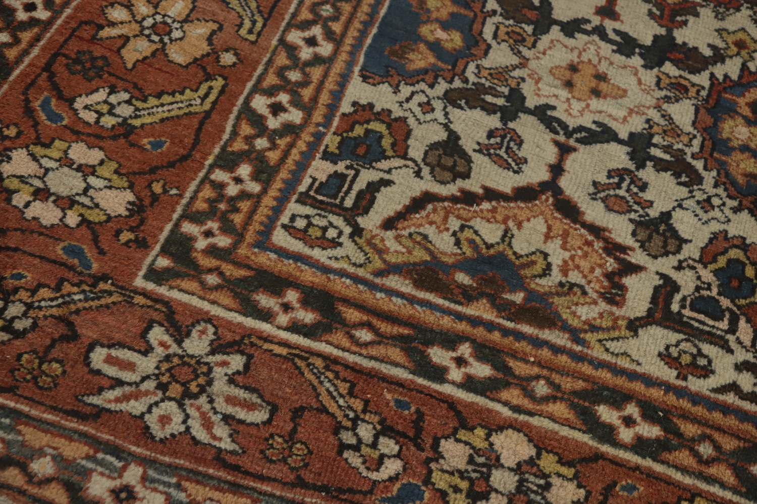 Pre-1900 Antique Mahal Vegetable Dye Persian Rug 9x12