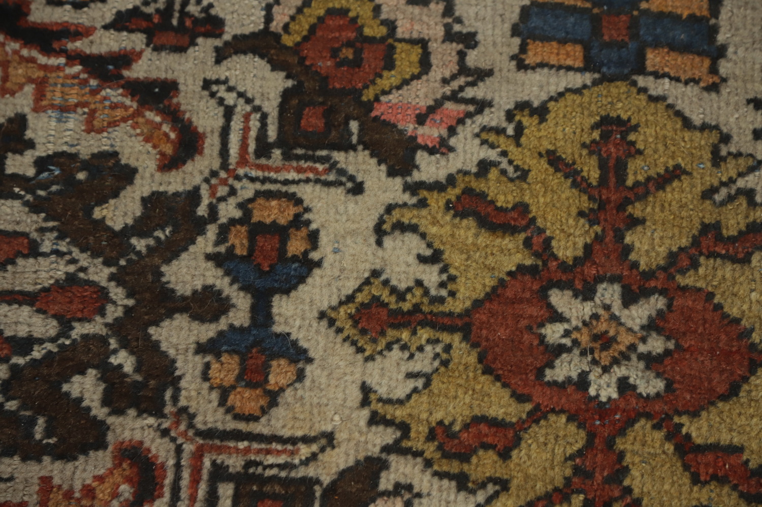 Pre-1900 Antique Mahal Vegetable Dye Persian Rug 9x12