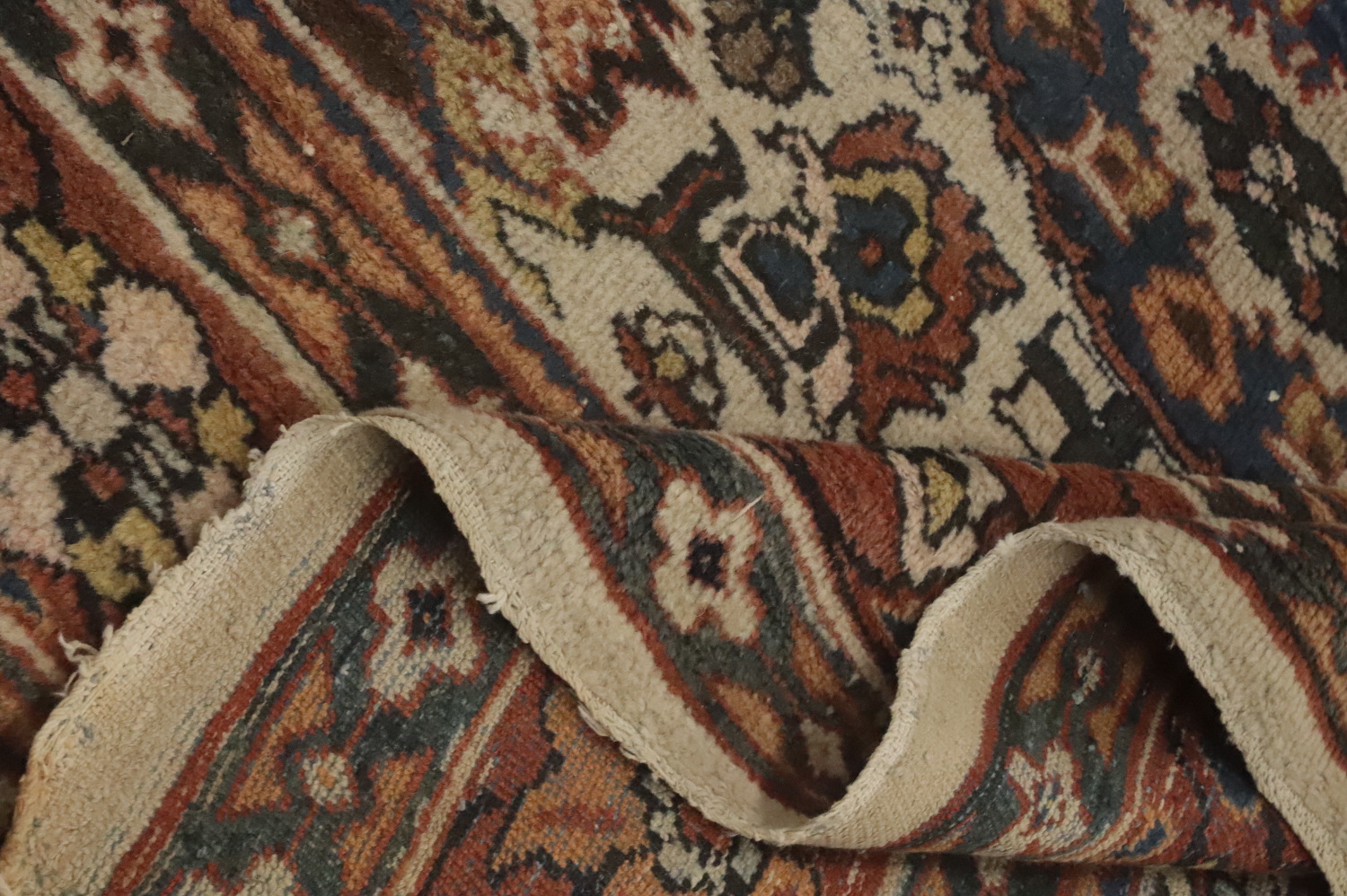 Pre-1900 Antique Mahal Vegetable Dye Persian Rug 9x12
