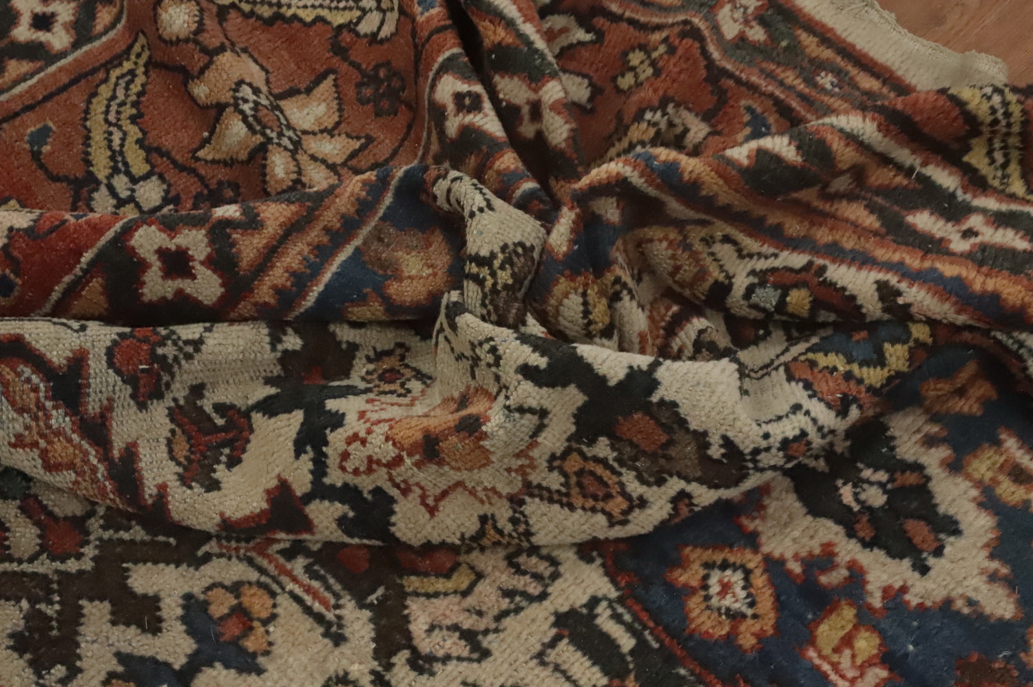 Pre-1900 Antique Mahal Vegetable Dye Persian Rug 9x12