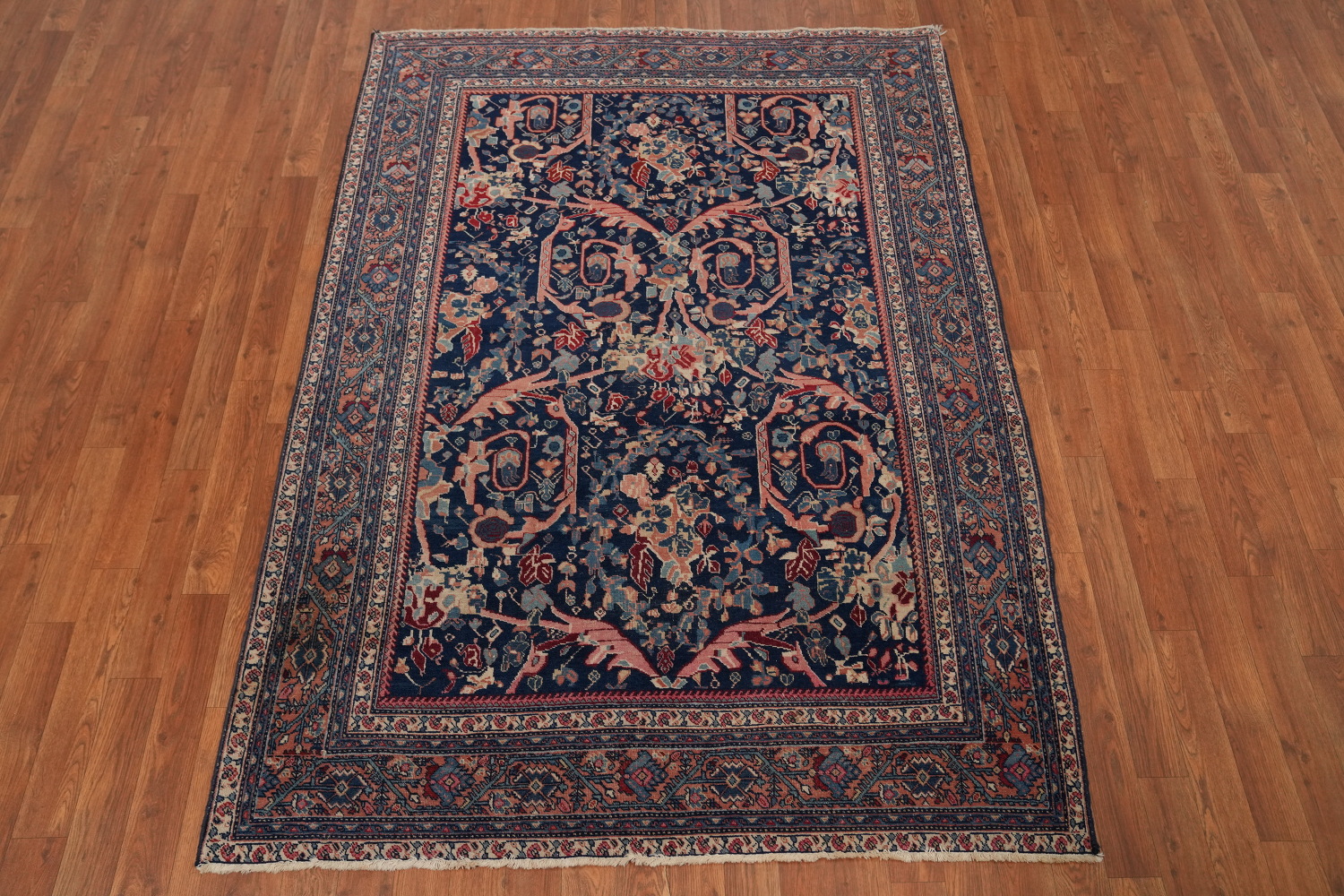 Antique Vegetable Dye Sarouk Farahan Persian Rug 5x6