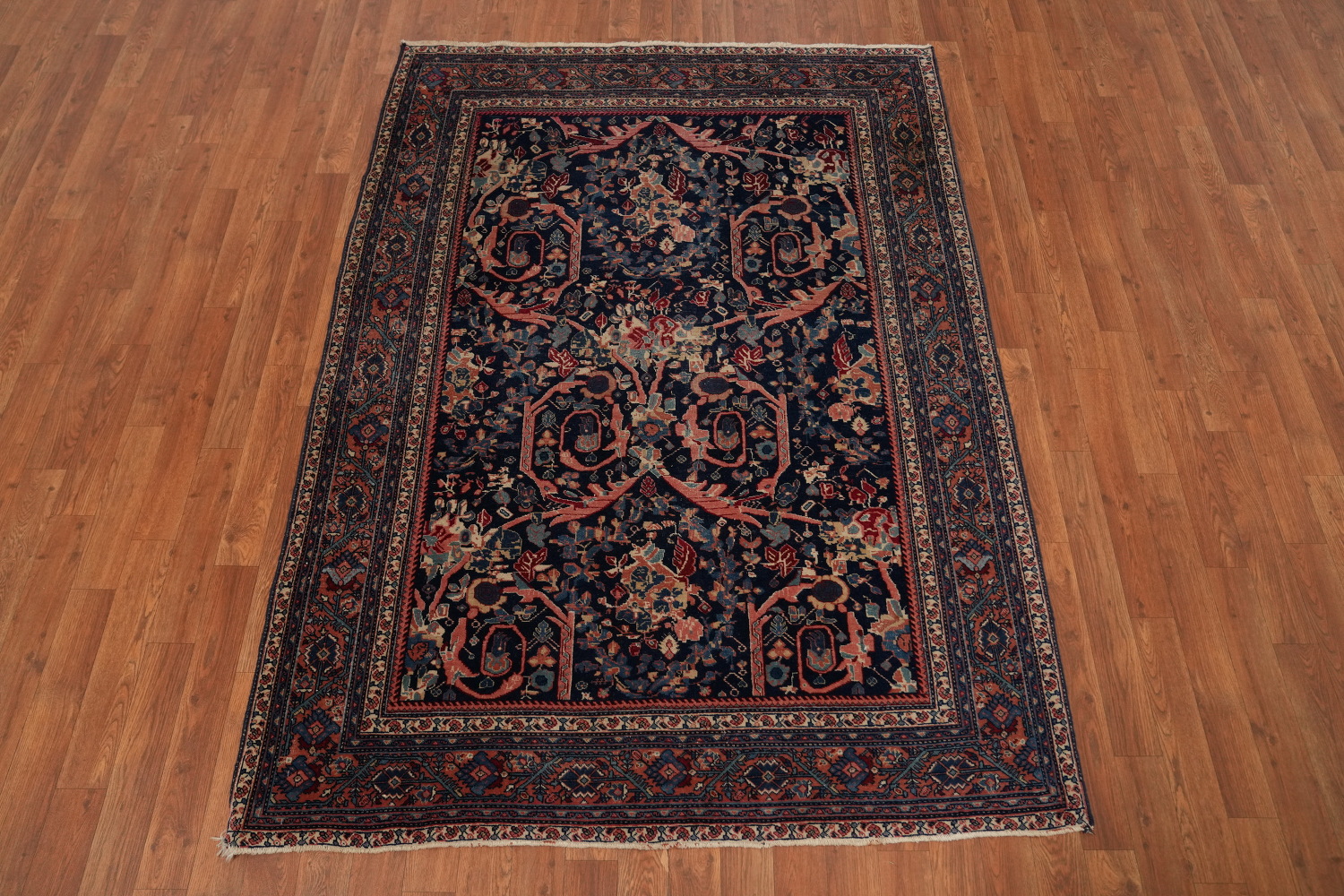 Antique Vegetable Dye Sarouk Farahan Persian Rug 5x6