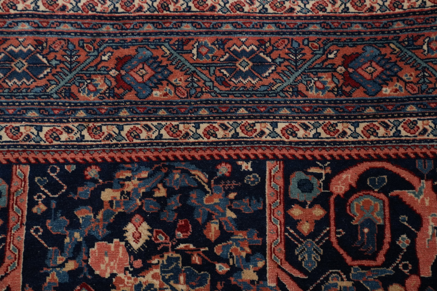Antique Vegetable Dye Sarouk Farahan Persian Rug 5x6