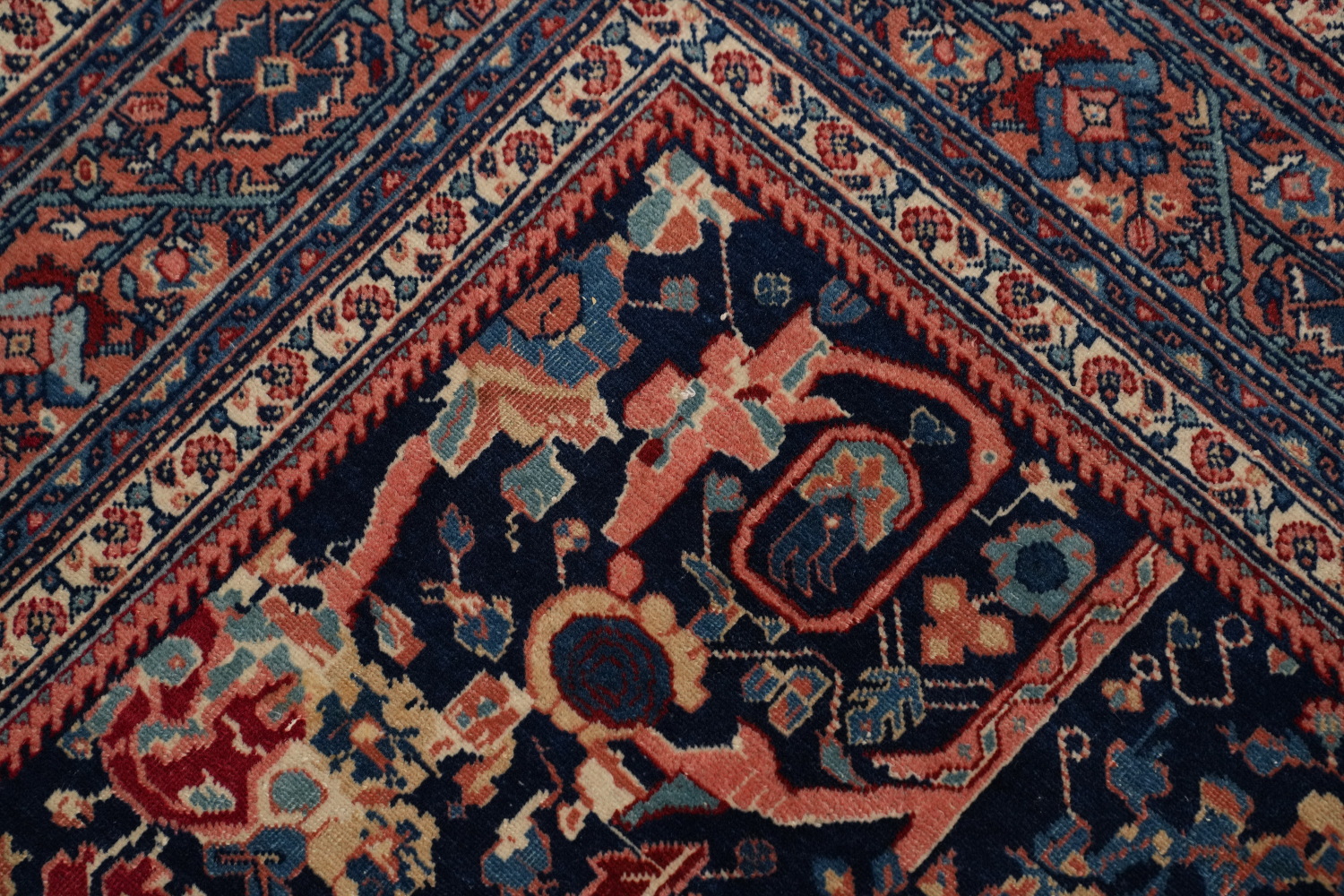 Antique Vegetable Dye Sarouk Farahan Persian Rug 5x6