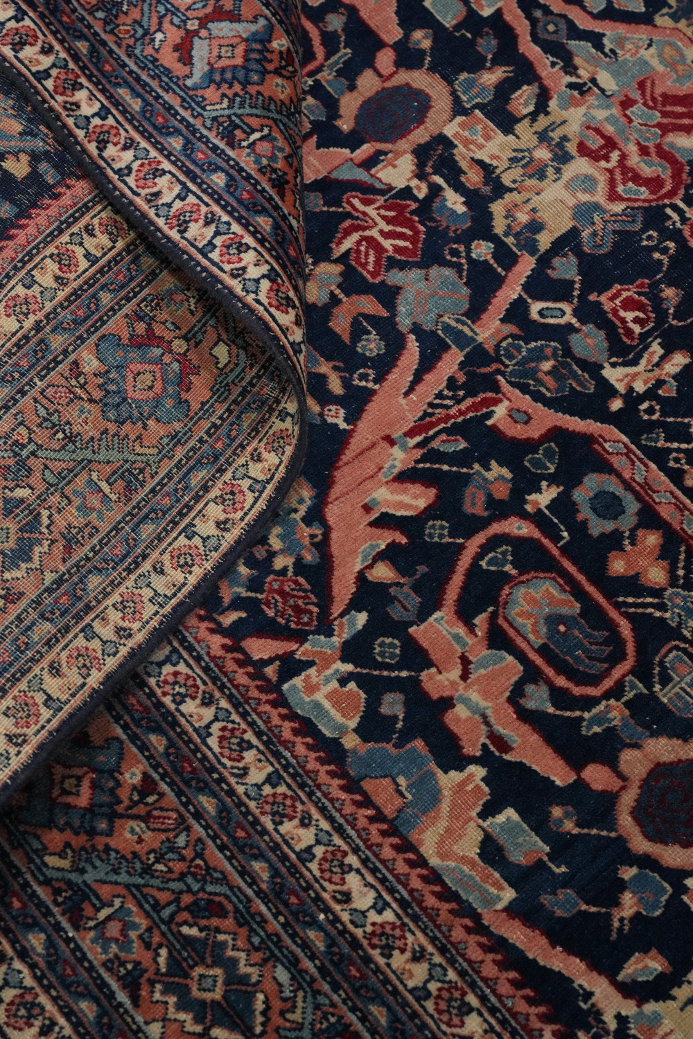 Antique Vegetable Dye Sarouk Farahan Persian Rug 5x6