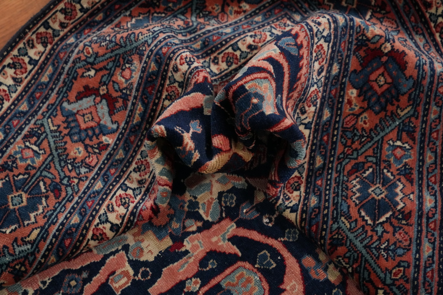 Antique Vegetable Dye Sarouk Farahan Persian Rug 5x6
