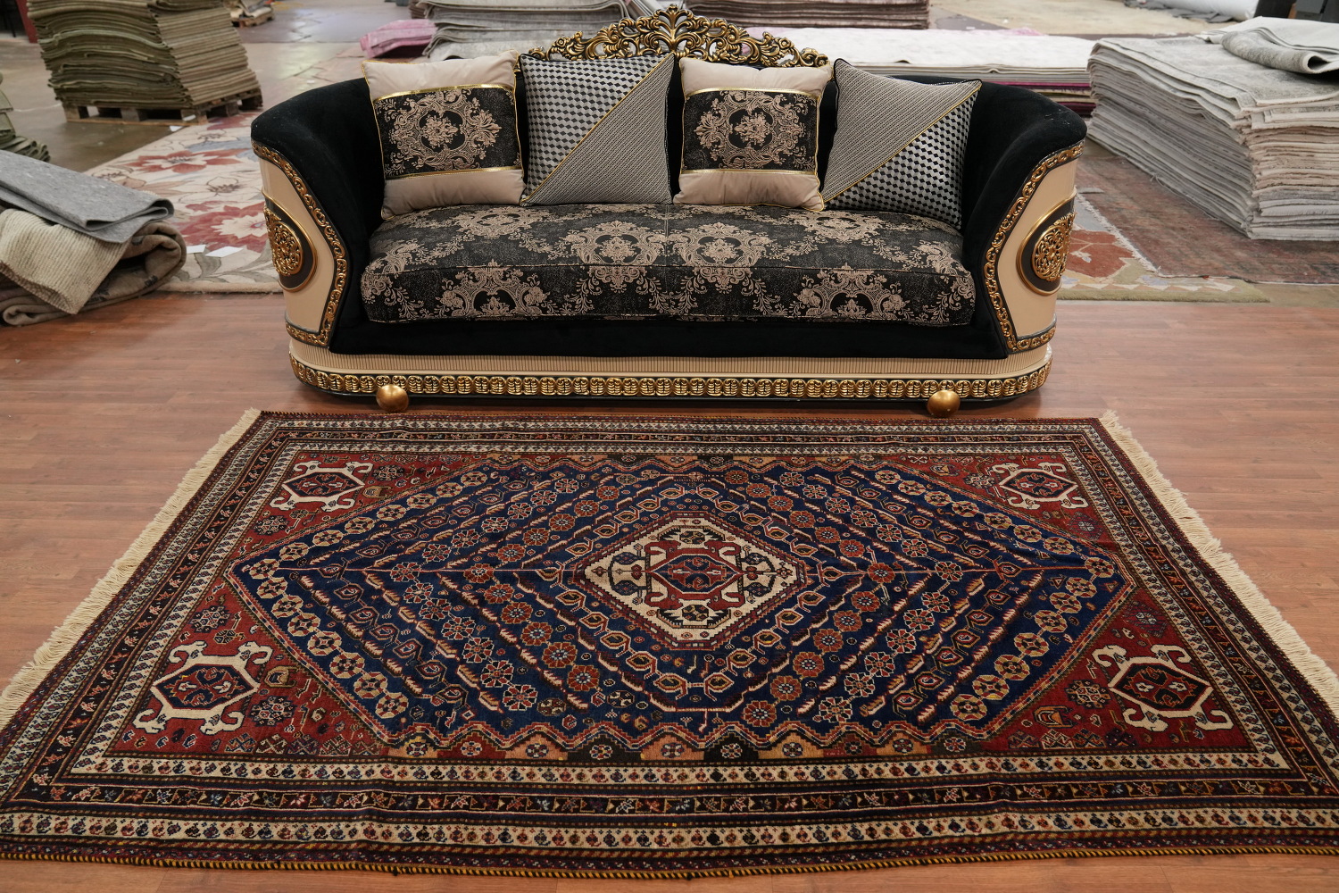 Antique Vegetable Dye Qashqai Persian Area Rug 5x9