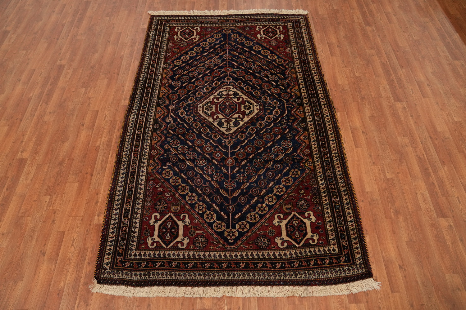 Antique Vegetable Dye Qashqai Persian Area Rug 5x9